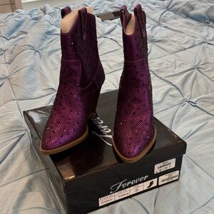 Forever Sparkling Purple Ankle Booties